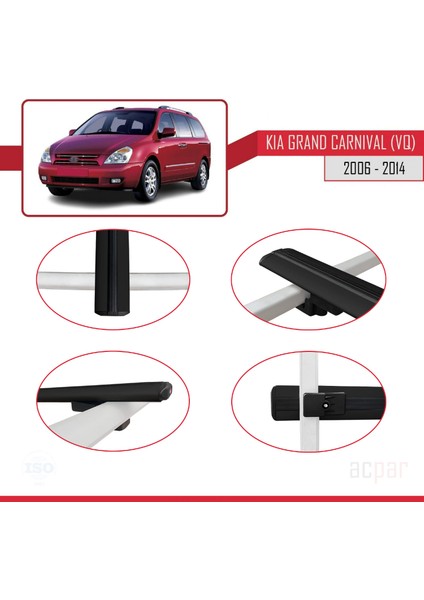 Kia Carnival (Vq) 2006-2014 Arası ile Uyumlu Basıc Model Ara Atkı Tavan Barı Siyah fırsatları