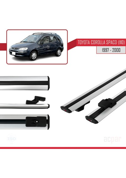 Toyota Corolla Spacio (E110) 1997-2000 Arası ile Uyumlu Basıc Model Ara Atkı Tavan Barı Gri