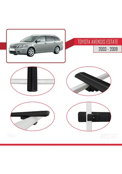 Toyota Avensis Sw 2003-2009 Arası ile Uyumlu Basıc Model Ara Atkı Tavan Barı Siyah fırsatları