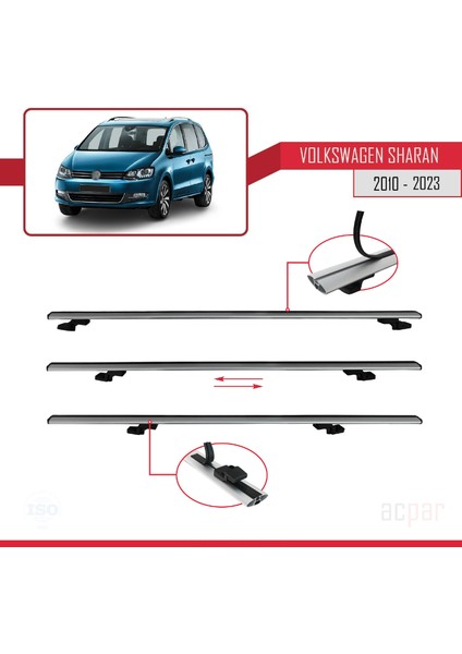 Volkswagen Sharan 2010 ve Sonrası ile Uyumlu Basıc Model Ara Atkı Tavan Barı Gri indirimleri