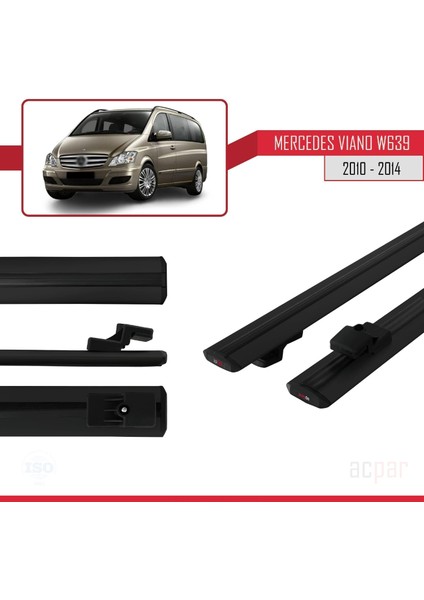 Mercedes Viano 2010-2014 Arası ile Uyumlu Basıc Model Ara Atkı Tavan Barı Siyah modelleri