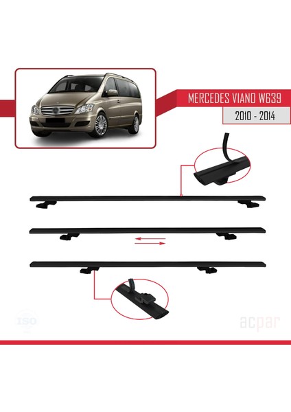 Mercedes Viano 2010-2014 Arası ile Uyumlu Basıc Model Ara Atkı Tavan Barı Siyah indirimleri