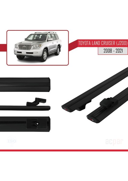 Toyota Land Cruiser (J200) 2008-2021 Arası ile Uyumlu Basıc Model Ara Atkı Tavan Barı Siyah