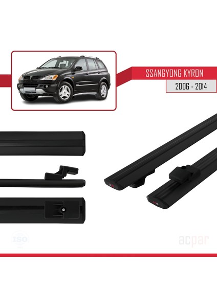 Ssangyong Kyron 2006-2014 Arası ile Uyumlu Basıc Model Ara Atkı Tavan Barı Siyah