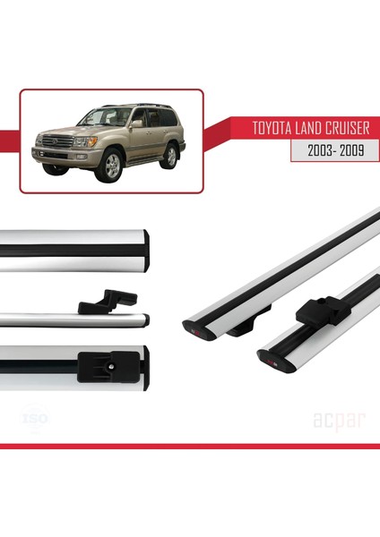 Toyota Land Cruiser 2003-2009 Arası ile Uyumlu Basıc Model Ara Atkı Tavan Barı Gri modelleri