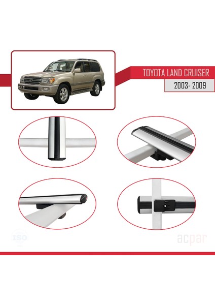 Toyota Land Cruiser 2003-2009 Arası ile Uyumlu Basıc Model Ara Atkı Tavan Barı Gri fırsatları