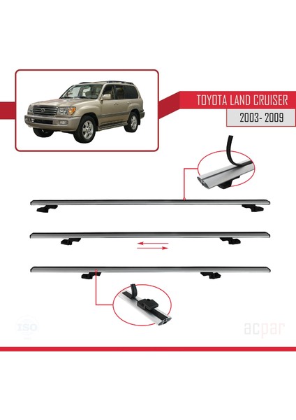 Toyota Land Cruiser 2003-2009 Arası ile Uyumlu Basıc Model Ara Atkı Tavan Barı Gri indirimleri