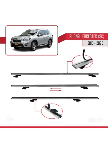 Subaru Forester (Sk) 2019 ve Sonrası ile Uyumlu Basıc Model Ara Atkı Tavan Barı Gri indirimleri
