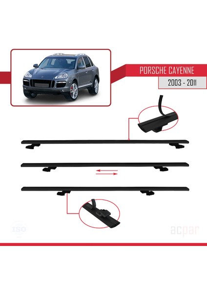 Porsche Cayenne 2003-2011 Arası ile Uyumlu Basıc Model Ara Atkı Tavan Barı Siyah indirimleri