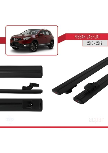 Nissan Qashqai 2010-2014 Arası ile Uyumlu Basıc Model Ara Atkı Tavan Barı Siyah modelleri