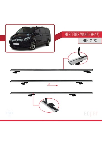 Mercedes Viano (W447) 2015 ve Sonrası ile Uyumlu Basıc Model Ara Atkı Tavan Barı Gri indirimleri