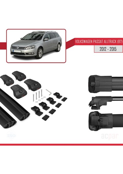 Volkswagen Passat Alltrack (B7) 2012-2015 Arası ile Uyumlu Ace-1 Ara Atkı Tavan Barı Siyah indirimleri