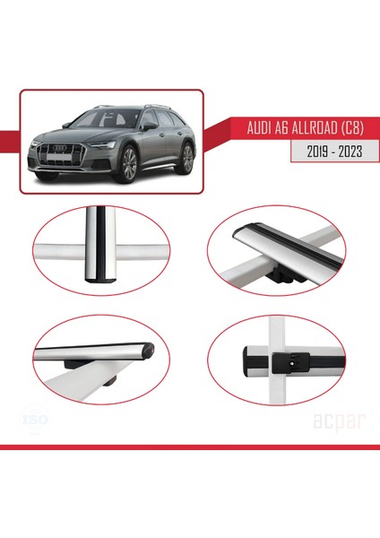 Audi A6 Allroad (C8) 2019 ve Sonrası ile Uyumlu Basıc Model Ara Atkı Tavan Barı Gri