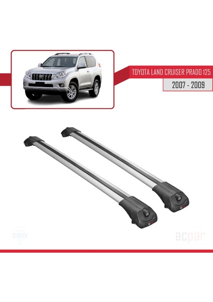 Toyota Land Cruiser Prado (J125) 2007-2009 Arası ile Uyumlu Ace-1 Ara Atkı Tavan Barı Gri modelleri