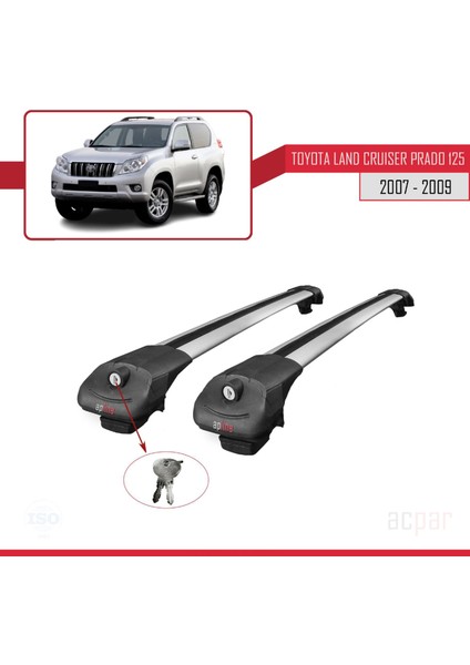 Toyota Land Cruiser Prado (J125) 2007-2009 Arası ile Uyumlu Ace-1 Ara Atkı Tavan Barı Gri fırsatları