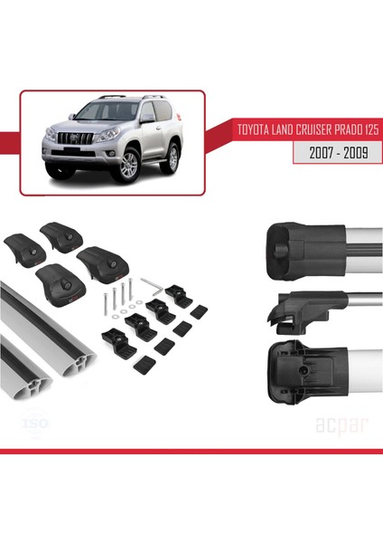 Toyota Land Cruiser Prado (J125) 2007-2009 Arası ile Uyumlu Ace-1 Ara Atkı Tavan Barı Gri indirimleri