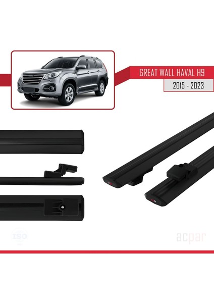Great Wall Haval H9 2015 ve Sonrası ile Uyumlu Basıc Model Ara Atkı Tavan Barı Siyah modelleri
