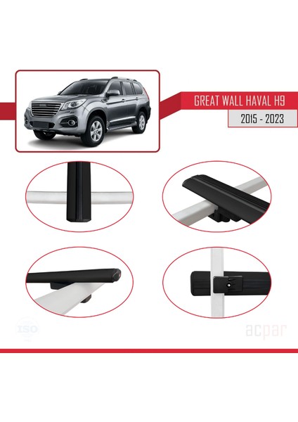 Great Wall Haval H9 2015 ve Sonrası ile Uyumlu Basıc Model Ara Atkı Tavan Barı Siyah fırsatları