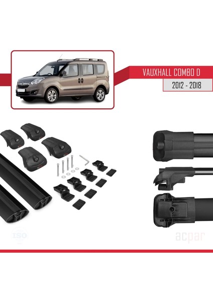 Vauxhall Combo D 2012-2018 Arası ile Uyumlu Ace-1 Ara Atkı Tavan Barı Siyah indirimleri