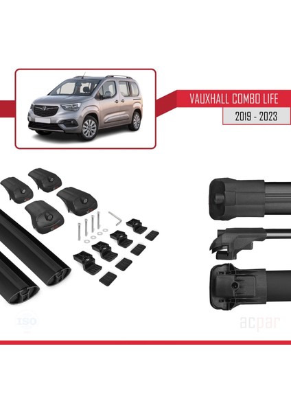 Vauxhall Combo Life 2019 ve Sonrası ile Uyumlu Ace-1 Ara Atkı Tavan Barı Siyah