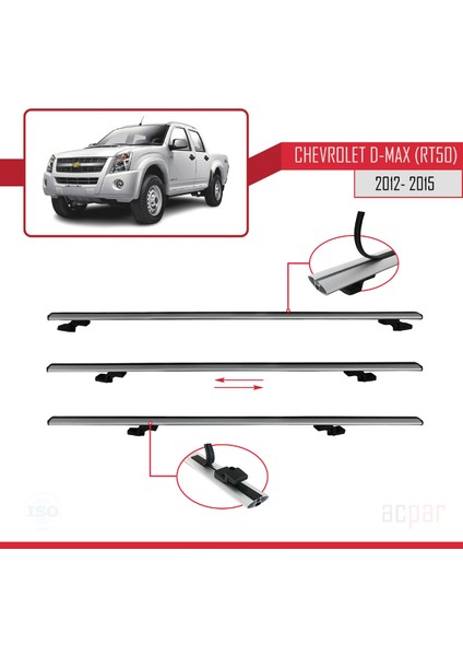 Chevrolet D-Max (RT50) 2012-2015 Arası ile Uyumlu Basıc Model Ara Atkı Tavan Barı Gri indirimleri