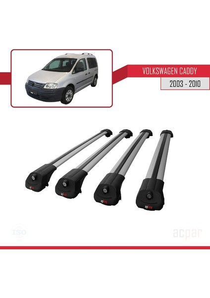 Volkswagen Caddy 2003-2010 Arası ile Uyumlu Ace-1 Ara Atkı Tavan Barı Gri 4 Adet Bar