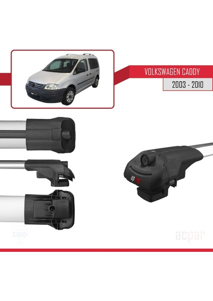 Volkswagen Caddy 2003-2010 Arası ile Uyumlu Ace-1 Ara Atkı Tavan Barı Gri 4 Adet Bar