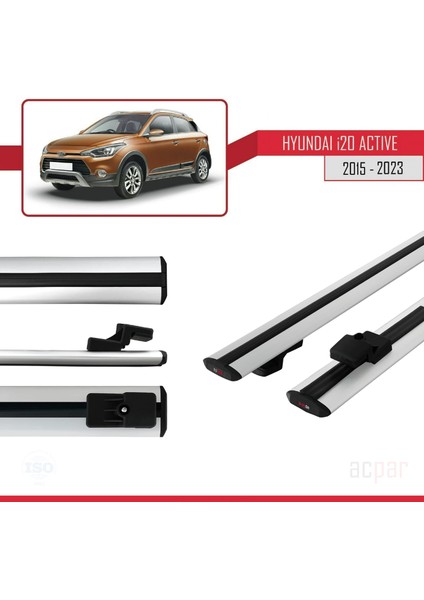 Hyundai I20 Actıve 2015 ve Sonrası ile Uyumlu Basıc Model Ara Atkı Tavan Barı Gri modelleri