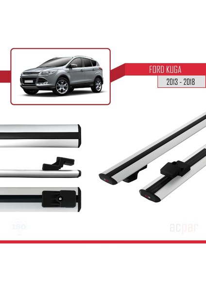 Ford Kuga 2013-2018 Arası ile Uyumlu Basıc Model Ara Atkı Tavan Barı Gri