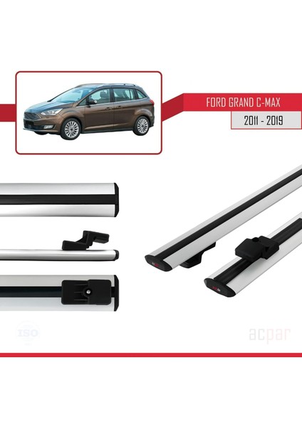 Ford Grand C-Max 2011-2019 Arası ile Uyumlu Basıc Model Ara Atkı Tavan Barı Gri modelleri