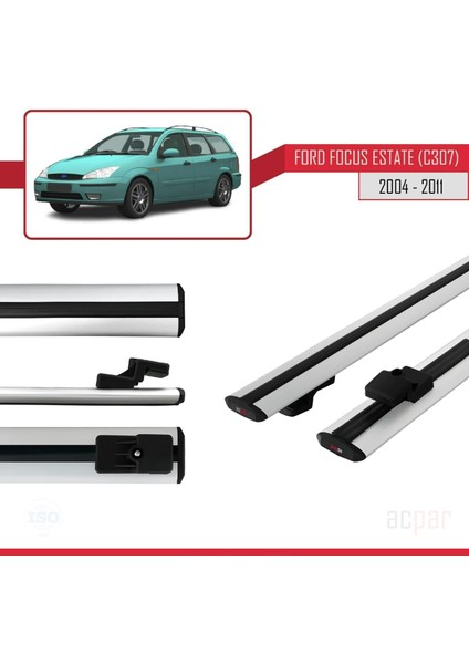 Ford Focus Estate (C307) 2004-2011 Arası ile Uyumlu Basıc Model Ara Atkı Tavan Barı Gri modelleri