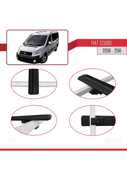 Fiat Scudo 2006-2016 Arası ile Uyumlu Basıc Model Ara Atkı Tavan Barı Siyah