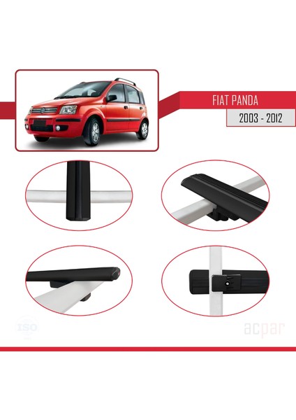 Fiat Panda 2003-2012 Arası ile Uyumlu Basıc Model Ara Atkı Tavan Barı Siyah fırsatları