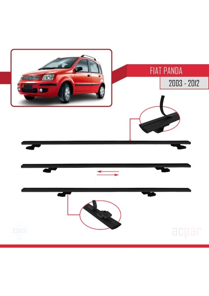 Fiat Panda 2003-2012 Arası ile Uyumlu Basıc Model Ara Atkı Tavan Barı Siyah indirimleri