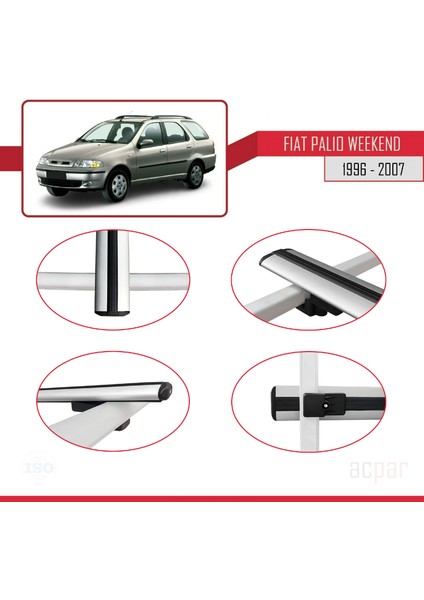 Fiat Palio Weekend 1996-2007 Arası ile Uyumlu Basıc Model Ara Atkı Tavan Barı Gri fırsatları
