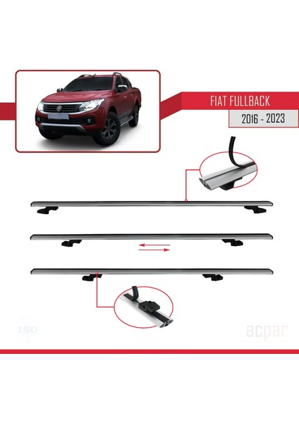 Fiat Fullback 2016 ve Sonrası ile Uyumlu Basıc Model Ara Atkı Tavan Barı Gri indirimleri