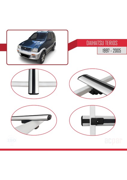 Daihatsu Terios 1997-2005 Arası ile Uyumlu Basıc Model Ara Atkı Tavan Barı Gri