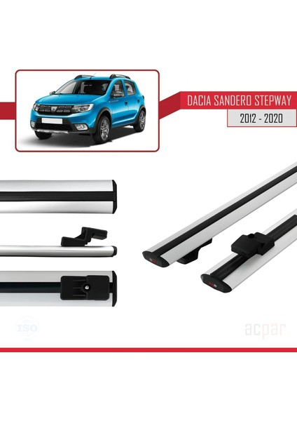 Dacia Sandero Stepway 2012-2020 Arası ile Uyumlu Basıc Model Ara Atkı Tavan Barı Gri