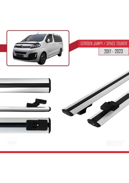 Citroen Jumpy - Space Tourer 2017 ve Sonrası ile Uyumlu Basıc Model Ara Atkı Tavan Barı Gri modelleri