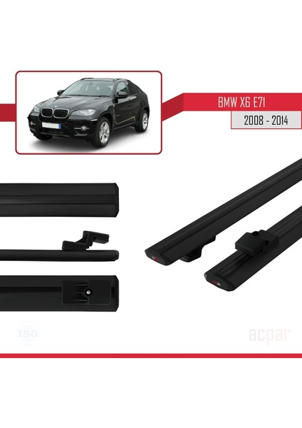 Bmw X6 (E71) 2008-2014 Arası ile Uyumlu Basıc Model Ara Atkı Tavan Barı Siyah modelleri