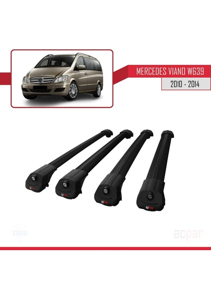 Mercedes Viano 2010-2014 Arası ile Uyumlu Ace-1 Ara Atkı Tavan Barı Siyah 4 Adet Bar