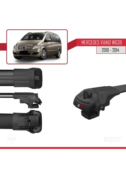 Mercedes Viano 2010-2014 Arası ile Uyumlu Ace-1 Ara Atkı Tavan Barı Siyah 4 Adet Bar