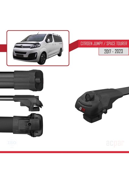 Citroen Jumpy - Space Tourer 2017 ve Sonrası ile Uyumlu Ace-1 Ara Atkı Tavan Barı Siyah 4 Adet Bar fırsatları