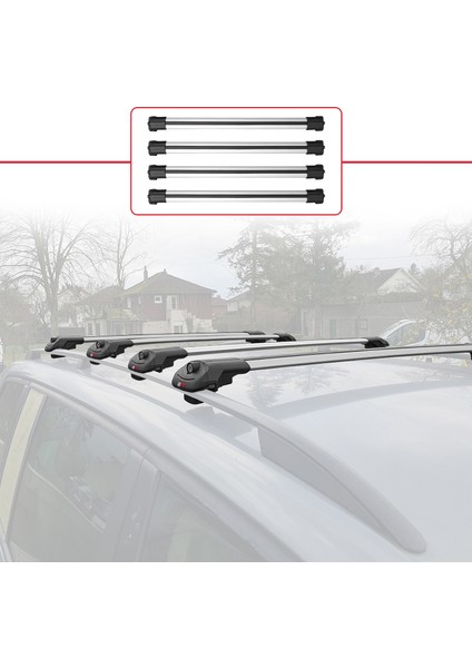 Ford Connect 2002-2013 Arası ile Uyumlu Ace-1 Ara Atkı Tavan Barı Gri 4 Adet Bar