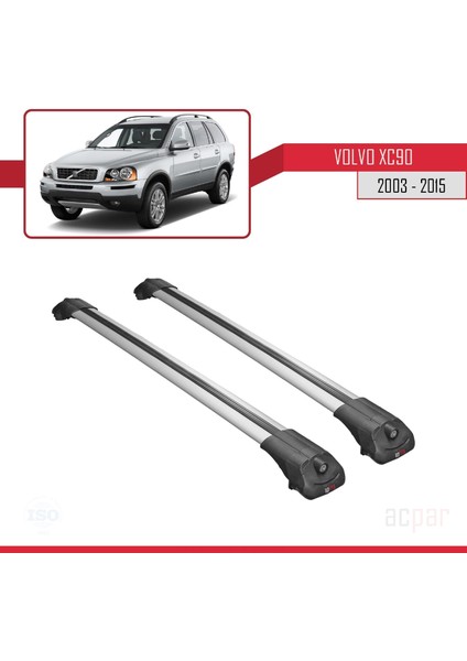 Volvo XC90 2003-2015 Arası ile Uyumlu Ace-1 Ara Atkı Tavan Barı Gri modelleri