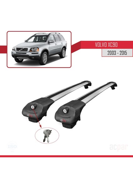 Volvo XC90 2003-2015 Arası ile Uyumlu Ace-1 Ara Atkı Tavan Barı Gri fırsatları