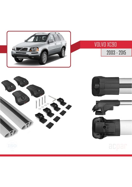 Volvo XC90 2003-2015 Arası ile Uyumlu Ace-1 Ara Atkı Tavan Barı Gri indirimleri