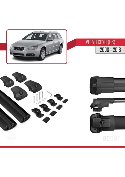 Volvo XC70 (Us) 2008-2016 Arası ile Uyumlu Ace-1 Ara Atkı Tavan Barı Siyah indirimleri