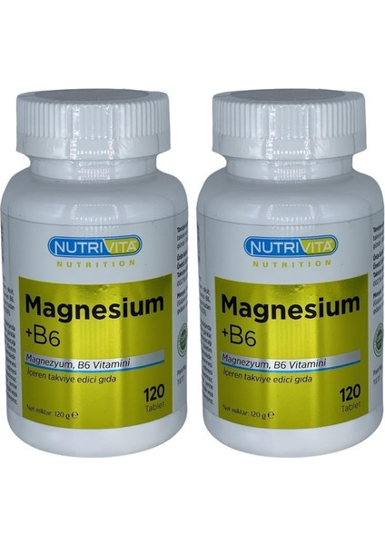 Magnesium Vitamin B6 Vitamini 2 x 120 Tablet Magnezyum