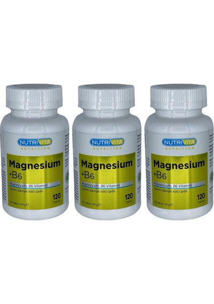 Magnesium Vitamin B6 Vitamini 3 x 120 Tablet Magnezyum
